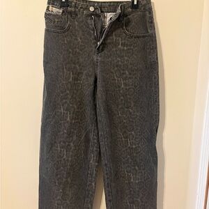 SHEIN High-Rise Black Leopard Print Jeans